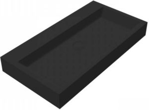 Douche Concurrent Wastafel Hangend Nero Opera 80 Rechthoek 80x42x10cm Solid Surface Mat Zwart