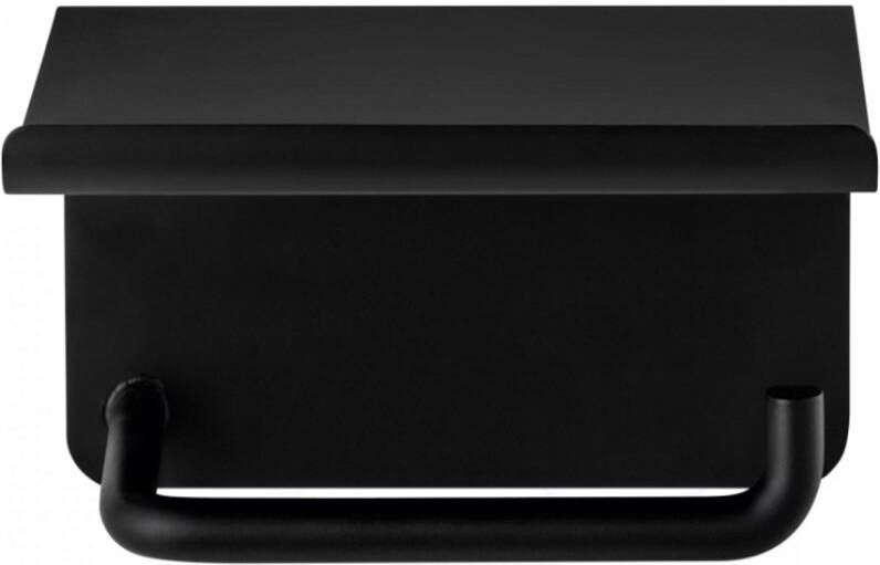 Blomus Modo Toiletrolhouder Met Plateau Black | Zwart | Staal