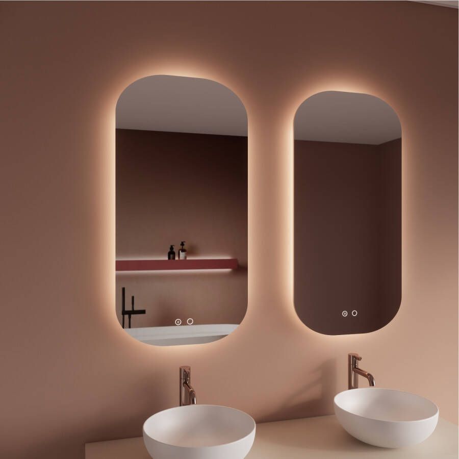Boss & Wessing 2x Spiegel BWS Nora 40x100 cm Spiegelverwarming en Rondom Indirect LED-verlichting