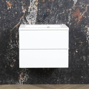 Boss & Wessing ACTIE BWS Badmeubel Paris | 80cm | Mat Wit Wastafel | Compleet Hoogglans Wit (1 Kraangat)