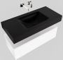 Aqua Splash Badkamermeubel AQS Ibiza 100 cm Mat Wit Solid Surface Wastafel Mat Zwart Badmeubel Ibiza 100 cm Mat Wit Spoelbak Midden Mat Zwart (0 - Thumbnail 1