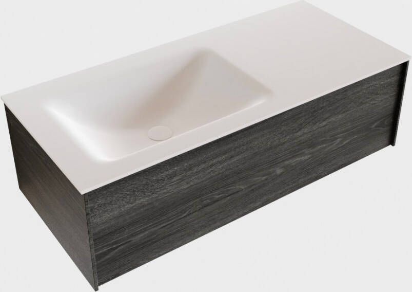 Boss & Wessing Badkamermeubel BWS Madrid Antraciet 100x45x30 cm Mat Witte Solid Surface Wastafel Links (1 kraangat)