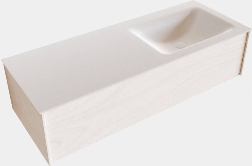 Boss & Wessing Badkamermeubel BWS Madrid Wit 120x45x30 cm Mat Witte Solid Surface Wastafel Rechts (1 kraangat)