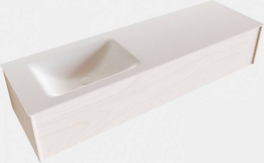 Boss & Wessing Badkamermeubel BWS Madrid Wit 150x45x30 cm Mat Witte Solid Surface Wastafel Links (0 kraangaten)