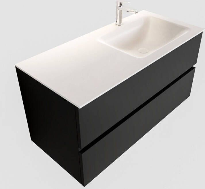 Boss & Wessing Badkamermeubel Solid Surface BWS Oslo 100x45 cm Mat Zwart Urban Rechts (1 kraangat)