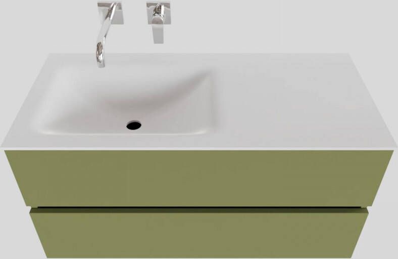 Boss & Wessing Badkamermeubel Solid Surface BWS Oslo 100x46 cm Links Mat Groen (zonder kraangaten)