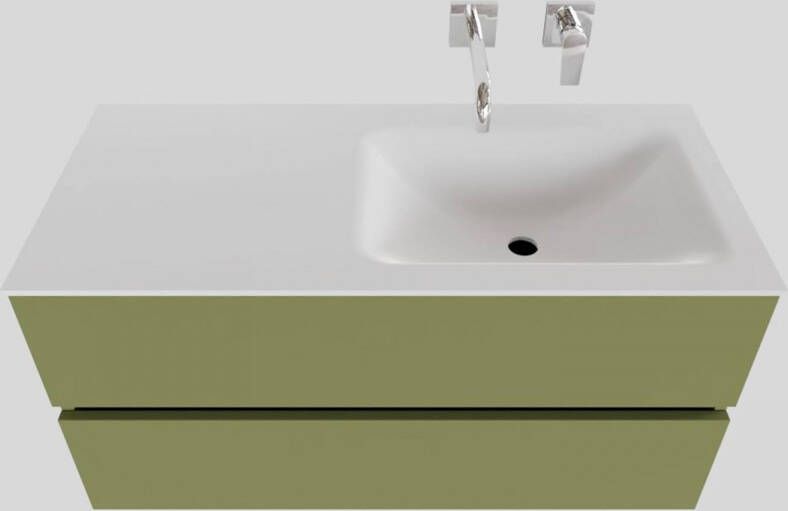Boss & Wessing Badkamermeubel Solid Surface BWS Oslo 100x46 cm Rechts Mat Groen (zonder kraangaten)