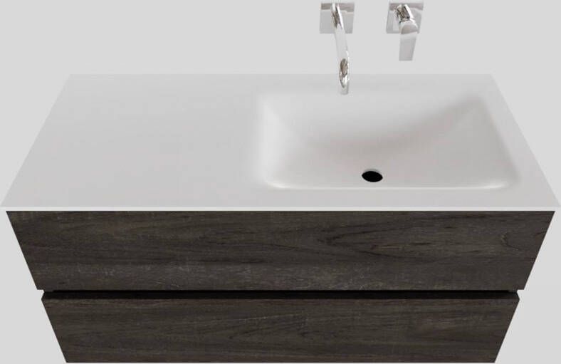 Boss & Wessing Badkamermeubel Solid Surface BWS Oslo 100x46 cm Rechts Wood Dark Brown (0 kraangaten)