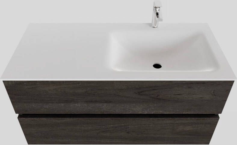 Boss & Wessing Badkamermeubel Solid Surface BWS Oslo 100x46 cm Rechts Wood Dark Brown (met 1 kraangat)