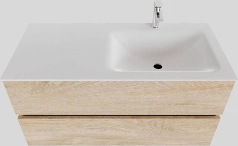 Boss & Wessing Badkamermeubel Solid Surface BWS Oslo 100x46 cm Rechts Wood Washed Oak (met 1 kraangat)