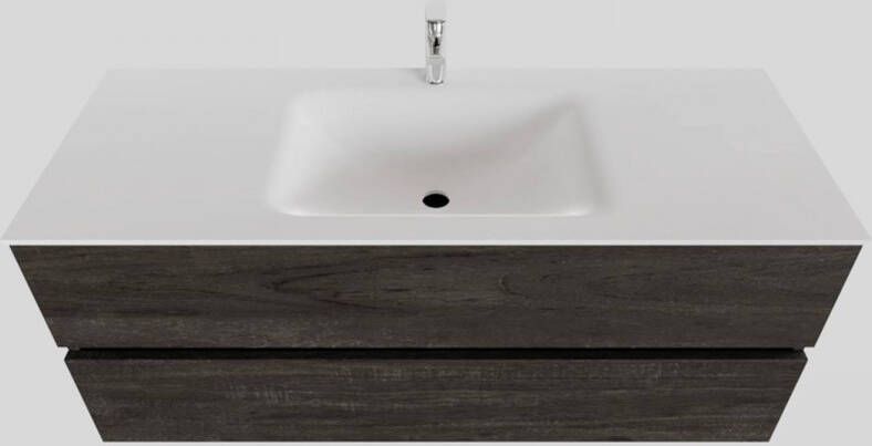 Boss & Wessing Badkamermeubel Solid Surface BWS Oslo 120x46 cm Midden Wood Dark Brown (met 1 kraangat)