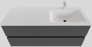 Boss & wessing Badkamermeubel Solid Surface BWS Oslo 120x46 cm Rechts Mat Antraciet (met 1 kraangat)