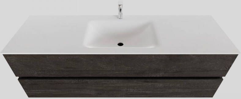 Boss & Wessing Badkamermeubel Solid Surface BWS Oslo 150x46 cm Midden Wood Dark Brown (met 1 kraangat)