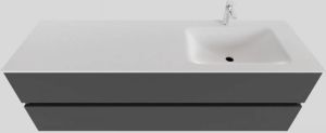Boss & Wessing Badkamermeubel Solid Surface BWS Oslo 150x46 cm Rechts Mat Antraciet (met 1 kraangat)