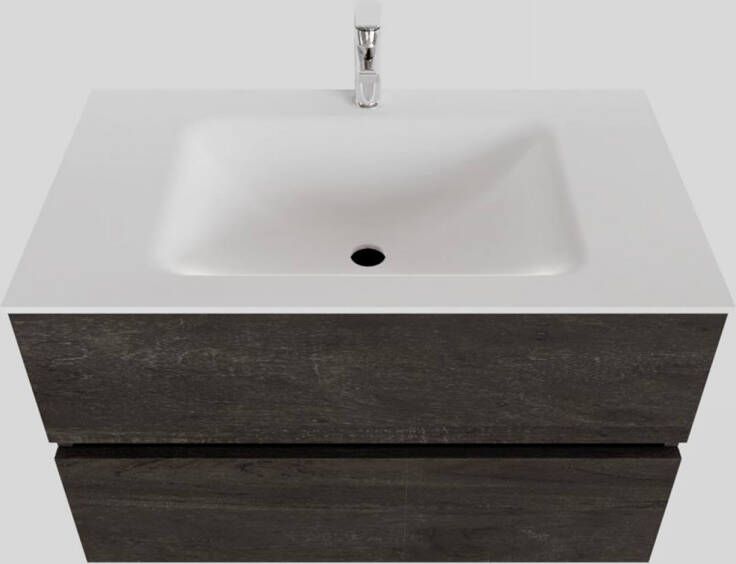 Boss & Wessing Badkamermeubel Solid Surface BWS Oslo 80x46 cm Wood Dark Brown (met 1 kraangat)