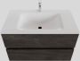 Boss & Wessing Badkamermeubel Solid Surface BWS Oslo 80x46 cm Wood Dark Brown (met 1 kraangat) - Thumbnail 1