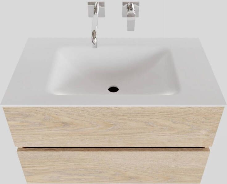 Boss & Wessing Badkamermeubel Solid Surface BWS Oslo 80x46 cm Wood Washed Oak (0 kraangaten)