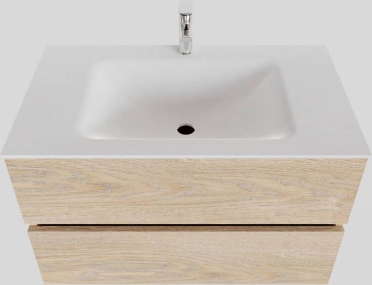 Boss & Wessing Badkamermeubel Solid Surface BWS Oslo 80x46 cm Wood Washed Oak (1 kraangat)