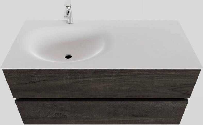 Boss & Wessing Badkamermeubel Solid Surface BWS Stockholm 100x46 cm Links Wood Dark Brown (1 kraangat)