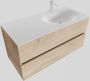 Boss & Wessing Badkamermeubel Solid Surface BWS Stockholm 100x46 cm Rechts Wood Washed Oak (1 kraangat) - Thumbnail 1