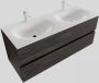 Boss & Wessing Badkamermeubel Solid Surface BWS Stockholm 120x46 cm Dubbel Wood Dark Brown (met 2 kraangaten) - Thumbnail 1