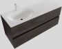 Boss & Wessing Badkamermeubel Solid Surface BWS Stockholm 120x46 cm Links Wood Dark Brown (met 1 kraangat) - Thumbnail 1