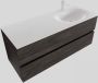 Boss & Wessing Badkamermeubel Solid Surface BWS Stockholm 120x46 cm Rechts Wood Dark Brown (met 1 kraangat) - Thumbnail 1