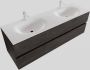 Boss & Wessing Badkamermeubel Solid Surface BWS Stockholm 150x46 cm Dubbel Wood Dark Brown (2 kraangaten) - Thumbnail 1