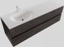 Boss & Wessing Badkamermeubel Solid Surface BWS Stockholm 150x46 cm Links Wood Dark Brown (met 1 kraangat) - Thumbnail 1