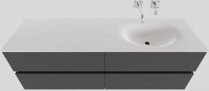 Boss & Wessing Badkamermeubel Solid Surface BWS Stockholm 150x46 cm Rechts Mat Antraciet 4 Laden (zonder kraangaten)