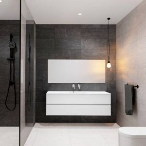 Boss & Wessing Badkamermeubel Solid Surface BWS Stockholm 150x46 cm Rechts Mat Wit 4 Laden (zonder kraangaten)