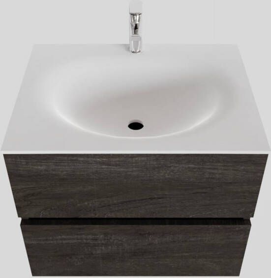 Boss & Wessing Badkamermeubel Solid Surface BWS Stockholm 60x46 cm Wood Dark Brown (1 kraangat)