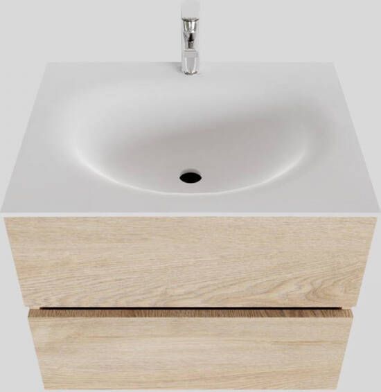 Boss & Wessing Badkamermeubel Solid Surface BWS Stockholm 60x46 cm Wood Washed Oak (1 kraangat)