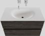 Boss & Wessing Badkamermeubel Solid Surface BWS Stockholm 80x46 cm Wood Dark Brown (0 kraangaten) - Thumbnail 1