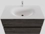 Boss & Wessing Badkamermeubel Solid Surface BWS Stockholm 80x46 cm Wood Dark Brown (1 kraangat) - Thumbnail 1