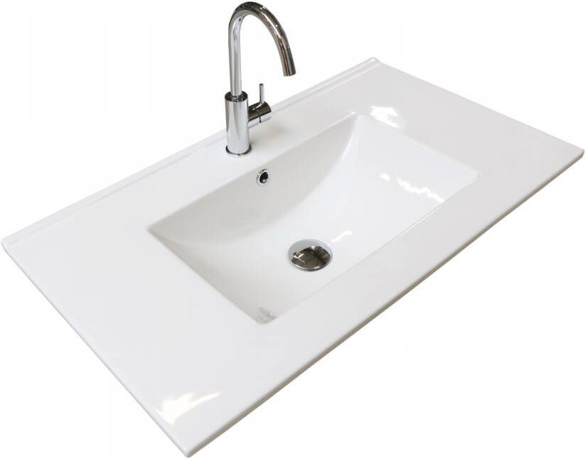 Boss & Wessing Badmeubelset BWS Salt 100x46cm Greeploos 2 Lades Met Wastafel 1 Kraangat Ice White