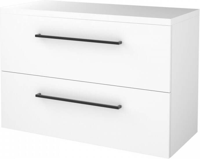 Boss & Wessing Badmeubelset BWS Salt 100x46cm Met Grepen 2 Lades Met Afdekplaat Ice White