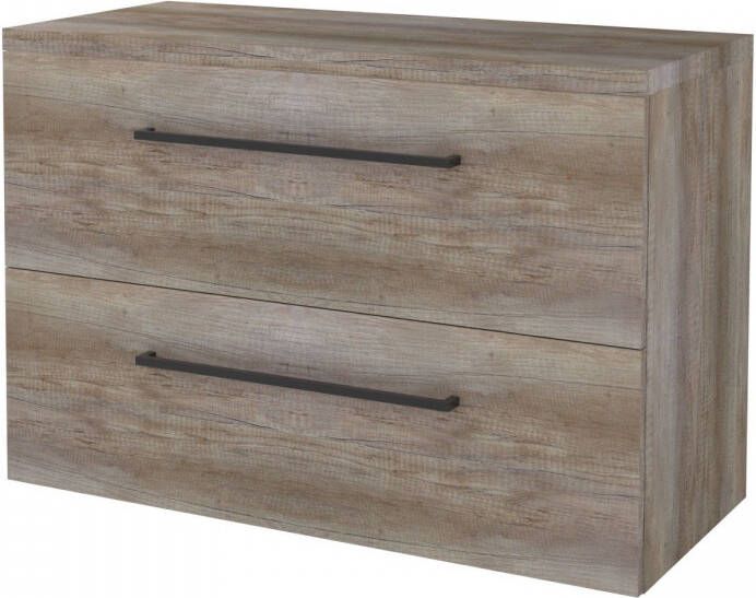 Boss & Wessing Badmeubelset BWS Salt 100x46cm Met Grepen 2 Lades Met Afdekplaat Scotch Oak