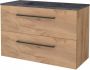 Boss & Wessing Badmeubelset BWS Salt 100x46cm Met Grepen 2 Lades Met Wastafel Hardsteen Whisky Oak - Thumbnail 1