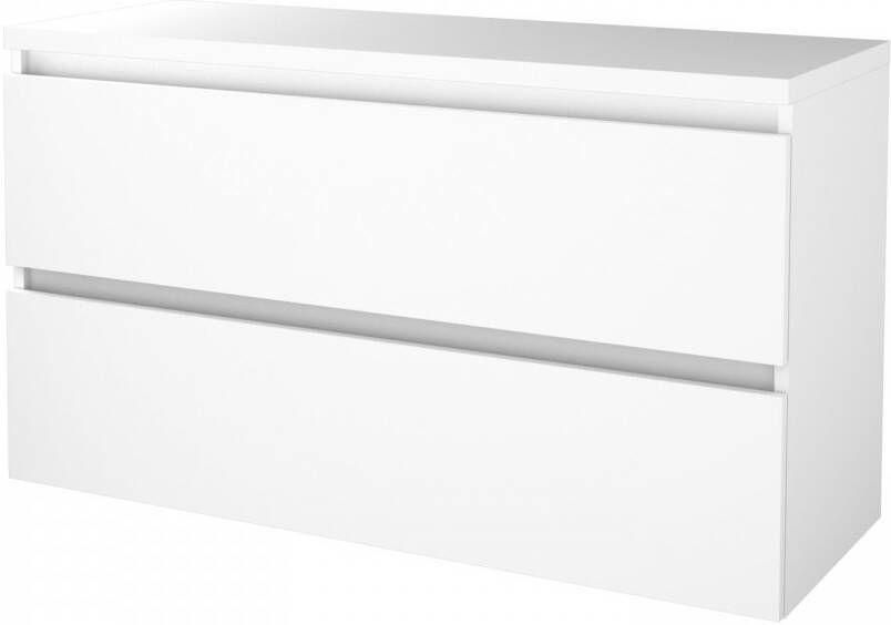 Boss & Wessing Badmeubelset BWS Salt 120x46cm Greeploos 2 Lades Met Afdekplaat Ice White