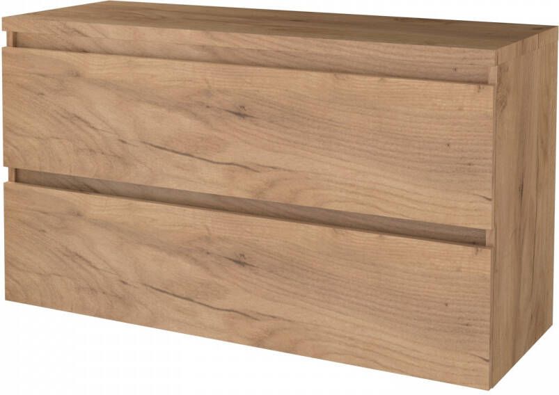 Boss & Wessing Badmeubelset BWS Salt 120x46cm Greeploos 2 Lades Met Afdekplaat Whisky Oak