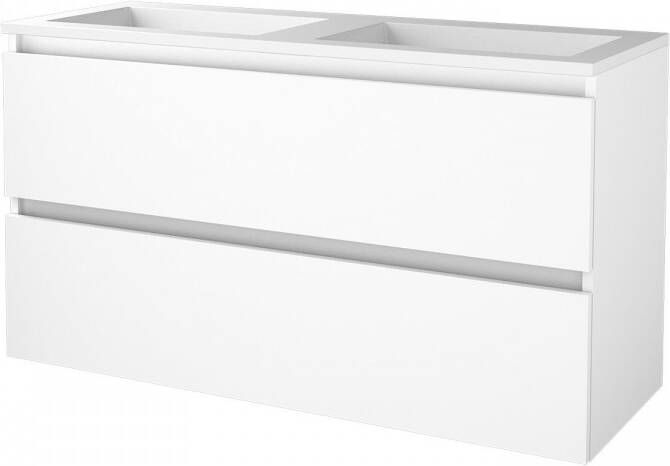 Boss & Wessing Badmeubelset BWS Salt 120x46cm Greeploos 2 Lades Met Wastafel Ice White