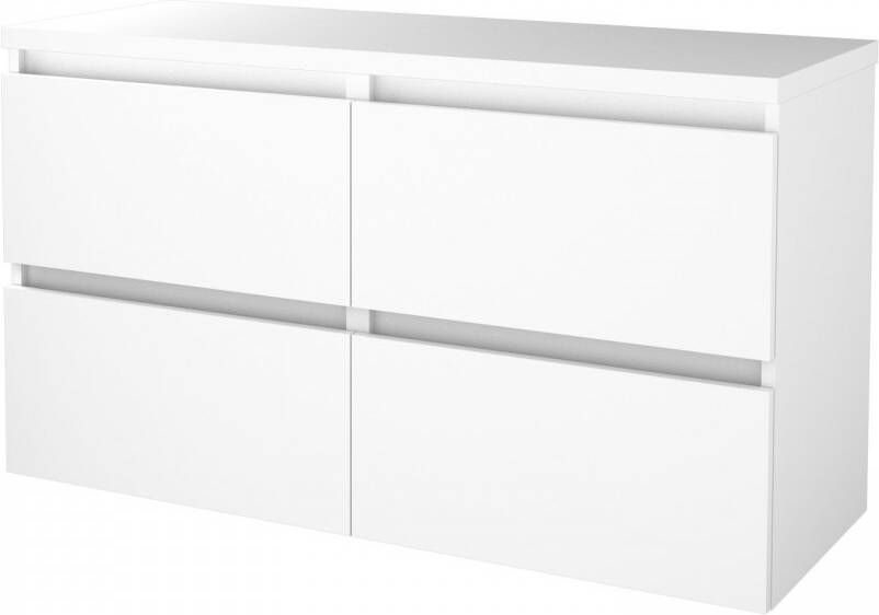 Boss & Wessing Badmeubelset BWS Salt 120x46cm Greeploos 4 Lades Met Afdekplaat Ice White