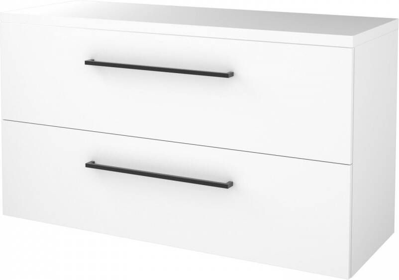 Boss & Wessing Badmeubelset BWS Salt 120x46cm Met Grepen 2 Lades Met Afdekplaat Ice White