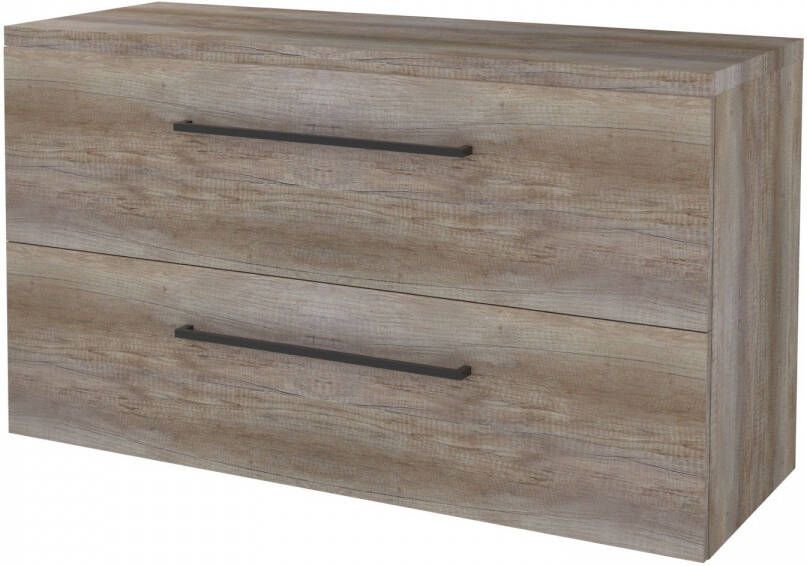 Boss & Wessing Badmeubelset BWS Salt 120x46cm Met Grepen 2 Lades Met Afdekplaat Scotch Oak