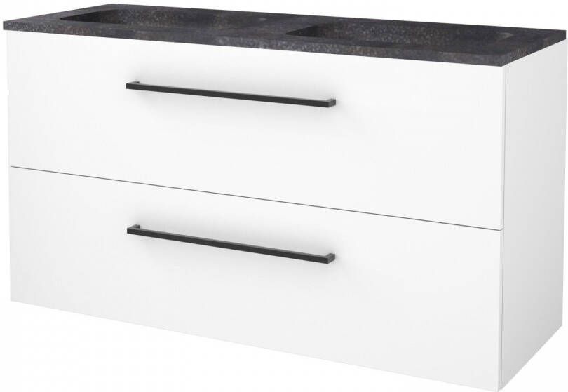 Boss & Wessing Badmeubelset BWS Salt 120x46cm Met Grepen 2 Lades Met Wastafel Hardsteen Ice White