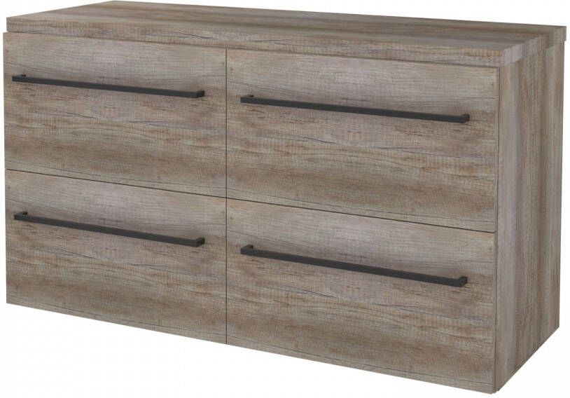 Boss & Wessing Badmeubelset BWS Salt 120x46cm Met Grepen 4 Lades Met Afdekplaat Scotch Oak