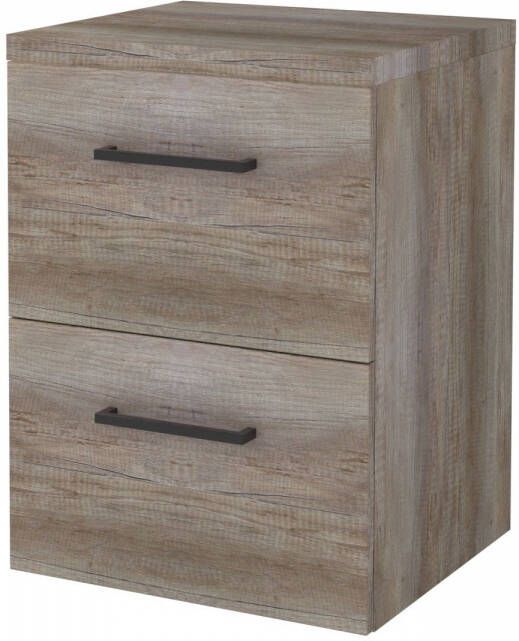 Boss & Wessing Badmeubelset BWS Salt 50x46cm Met Grepen 2 Lades Met Afdekplaat Scotch Oak