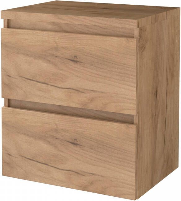 Boss & Wessing Badmeubelset BWS Salt 60x46cm Greeploos 2 Lades Met Afdekplaat Whisky Oak