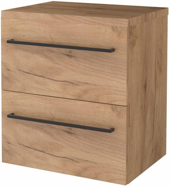 Boss & Wessing Badmeubelset BWS Salt 60x46cm Met Grepen 2 Lades Met Afdekplaat Whisky Oak